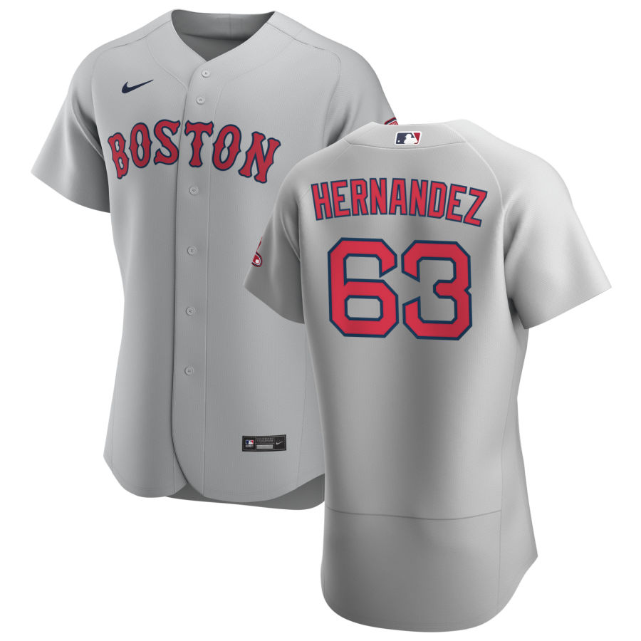 Boston Red Sox #63 Darwinzon Hernandez Men Nike Gray Road 2020 Authentic Team MLB Jersey